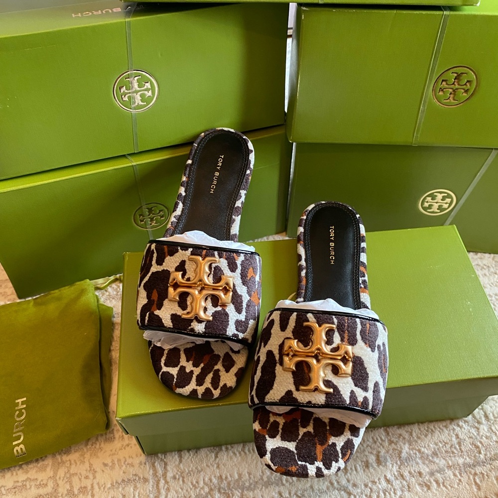 Tory Burch Leopard Slide Sandals in Brown - Picture 2 of 8